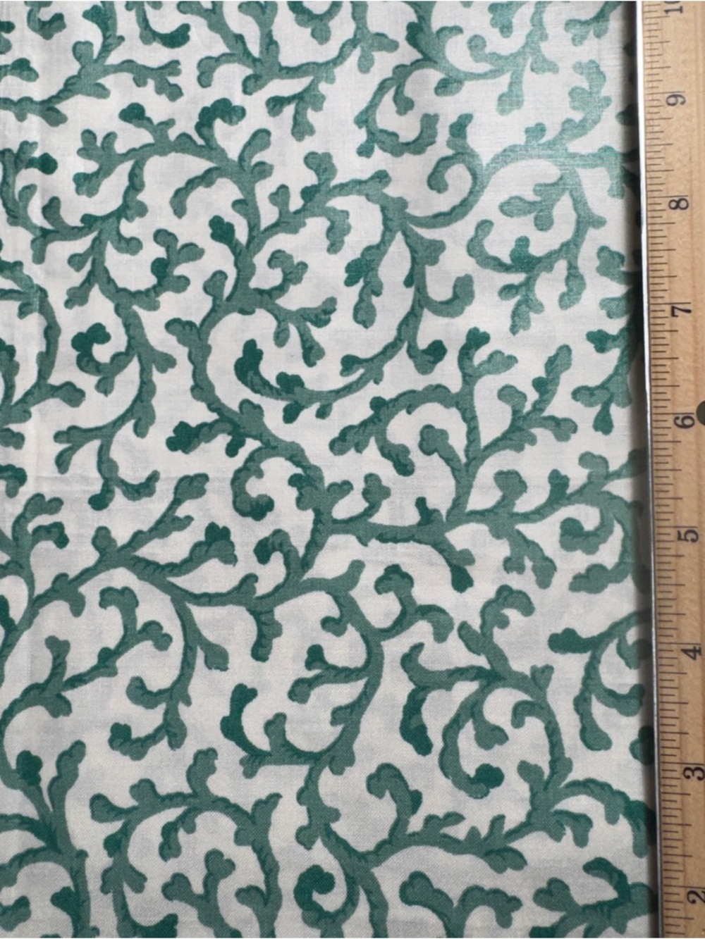 1 1/2 yards Waverly Green Scroll Floral Print decorator Fabric #123 - Picture 3 of 5